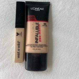 Wet ‘n’ Wild Photo Focus Concealer and L’Oreal Infallible Pro-Matte Foundation